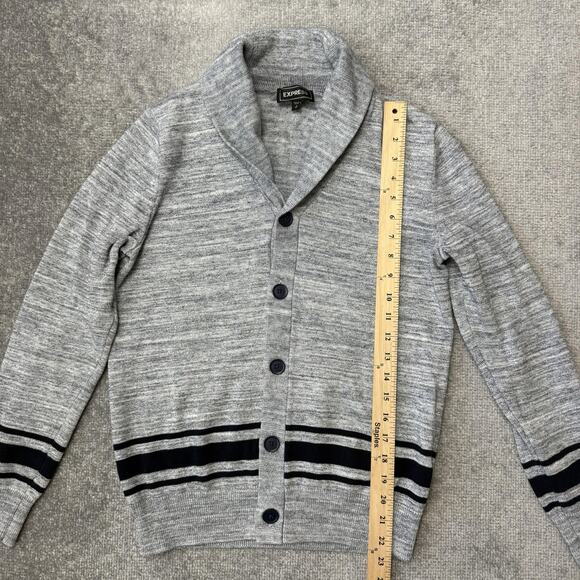 Express Sweater Mens Small Shawl Collar Cardigan Button Up Lightweight Grandpa - Picture 6 of 7